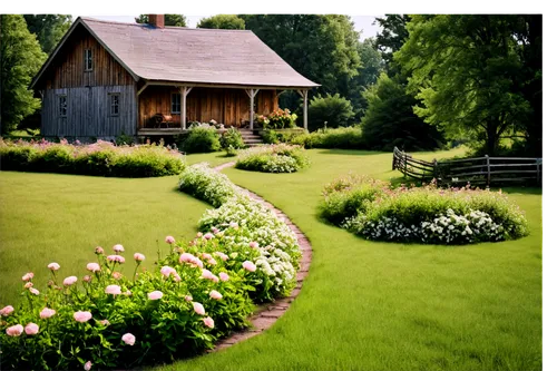 cottage garden,country cottage,garden shed,gardin,flowerbeds,flower garden,homeplace,summer cottage,home landscape,country house,gardened,green garden,green lawn,barnhouse,garten,springhouse,dacha,bucolic,spreewald,old country roses,Illustration,Realistic Fantasy,Realistic Fantasy 09