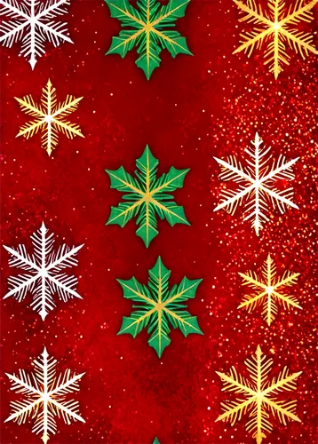 Christmas themed scrapbook paper, free downloadable, festive red and green colors, snowflake patterns, holly leaves, golden bells, glittery stars, matte texture, high-resolution, A4 size, square compo