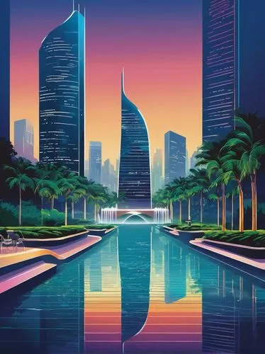 dhabi,dubai,abu dhabi,dubia,doha,guangzhou,hkmiami,nakheel,dubay,miami,mubadala,futuristic landscape,dubai garden glow,qatar,rotana,cybercity,cityscape,manama,khalidiya,luanda,Illustration,Vector,Vector 01