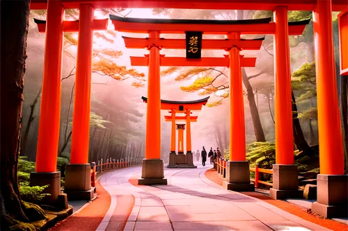 fushimi inari shrine,fushimi inari-taisha shrine,torii,japanese shrine,torii tunnel,shinto shrine gates,shinto,senbon torii,meiji jingu,japanese background,japan garden,japan landscape,beautiful japan,shrines,dazaifu,koyasan,japanese garden,walkway,shimogamo shrine,victory gate,Conceptual Art,Fantasy,Fantasy 24