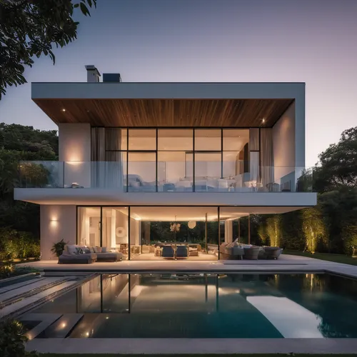 Modern Villa, Fujifilm GFX 100S, capturing every detail and achieving unparalleled image clarity, full body shot, paranormal,modern house,modern architecture,luxury home,luxury property,luxury real es