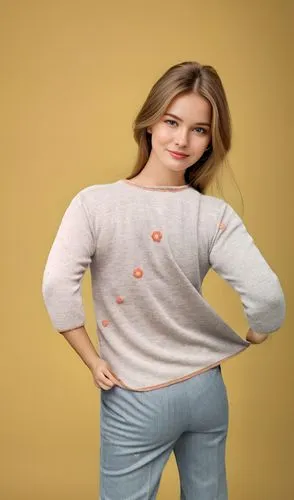long-sleeved t-shirt,women's clothing,women clothes,knitting clothing,plus-size model,jeans background,female model,ladies clothes,menswear for women,long underwear,trouser buttons,jeans pattern,long-sleeve,sweater,jean button,advertising clothes,sweatshirt,girl in t-shirt,advertising figure,hyperhidrosis,Female,Eastern Europeans,Straight hair,Youth adult,M,Happy,Women's Wear,Pure Color,Dark Yellow