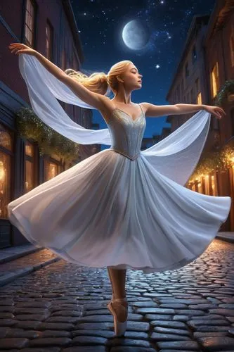 sylphide,celtic woman,sylphides,ballerina girl,cinderella,the girl in nightie,cendrillon,fantasy picture,twirling,twirl,world digital painting,dance,gracefulness,nightdress,dance with canvases,ballet dancer,whirling,danses,waltz,eilonwy,Illustration,Abstract Fantasy,Abstract Fantasy 21