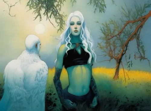 ororo,elfquest,drow,merfolk,lilandra,andorian,dark elf,sigyn,dryads,blue enchantress,fantasy picture,imerys,tuatha,sorceresses,naiad,fantasy art,sindel,amphitrite,fantasy woman,fathom,Illustration,Rea