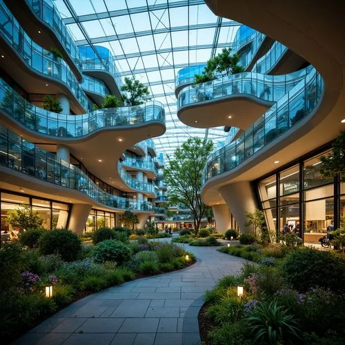 biopolis,atriums,wintergarden,interlace,embl,oakbrook,atrium,skyways,broadgate,reston,genzyme,riverwoods,schulich,cupertino,broadmead,omotesando,courtyards,autostadt wolfsburg,futuristic architecture,willowbrook