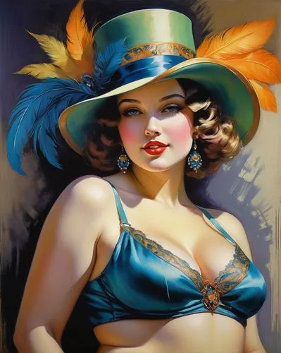 domergue,radebaugh,art deco woman,retro pin up girl,watercolor pin up,burlesques,viveros,pin ups,retro pin up girls,lempicka,pin-up girl,sun hat,pin up girl,tretchikoff,the hat-female,panama hat,currin,high sun hat,retro women,pin-up girls,Art,Classical Oil Painting,Classical Oil Painting 20