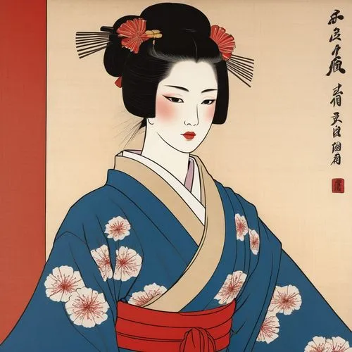 maiko,geiko,ukiyoe,geisha,geisha girl,geishas,Illustration,Paper based,Paper Based 21