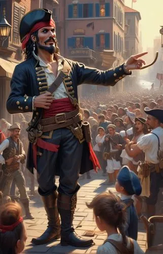 A pirate captain giving a speech,pirate,pirates,mutiny,pirate treasure,jolly roger,pirate flag,piracy,conquistador,french digital background,sloop-of-war,patriot,rum,christopher columbus,east indiaman