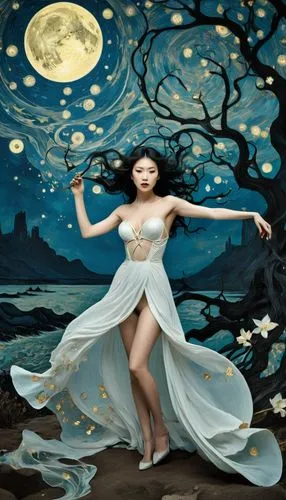 fantasy picture,xueying,qixi,faerie,fantasy art,queen of the night,oriental painting,oriental princess,the night of kupala,blue moon,moonlit night,moondance,amphitrite,blue moon rose,yunwen,liangying,fairy queen,blue enchantress,diwata,xiuying,Photography,Black and white photography,Black and White Photography 08