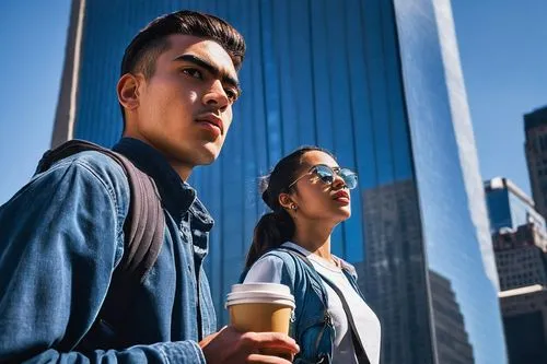 adolescentes,young couple,peruvians,peruanos,city youth,ecuadorians,salvadorans,ecuadorans,tall buildings,skyscrapers,city ​​portrait,ecuadoreans,salvadorians,pedestrians,two people,venezolanos,girl and boy outdoor,passagers,latinos,urbanites,Art,Artistic Painting,Artistic Painting 31