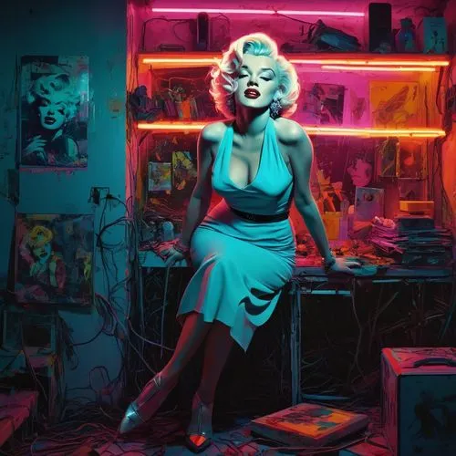 marilyn,retro woman,pin-up girl,marylyn monroe - female,retro women,marylin monroe,retro girl,modern pop art,femme fatale,pin-up,pin ups,pinup girl,pin-up girls,cool pop art,harley quinn,mamie van doren,neon body painting,pin up girl,pin up,neon light,Conceptual Art,Sci-Fi,Sci-Fi 01