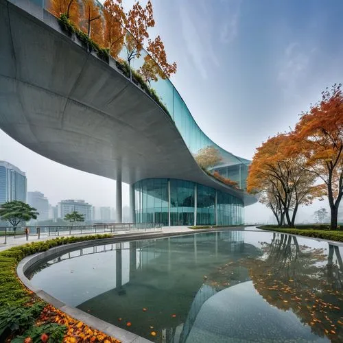 suzhou,futuristic art museum,asian architecture,futuristic architecture,chinese architecture,glass facade,japanese architecture,south korea,mercedes-benz museum,modern architecture,singapore,structural glass,reflecting pool,japan peace park,hongdan center,glass building,seoul,archidaily,home of apple,hyang garden,Photography,General,Realistic