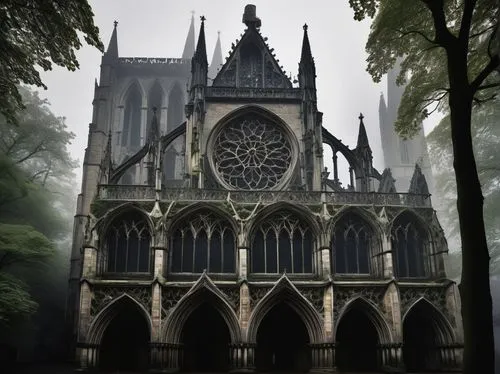 gothic church,haunted cathedral,nidaros cathedral,neogothic,gothic style,gothic,the black church,aachen cathedral,buttresses,cathedrals,cathedral,minster,gothicus,black church,the cathedral,buttressed,notredame,reims,buttressing,ulm minster,Illustration,Black and White,Black and White 09