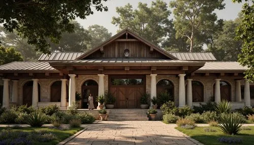 wooden house,javanese traditional house,traditional house,altadena,forest house,house in the forest,timber house,bungalow,render,3d rendering,sansar,garden elevation,riverwood,bungalows,large home,model house,country estate,log cabin,wooden roof,ancient house