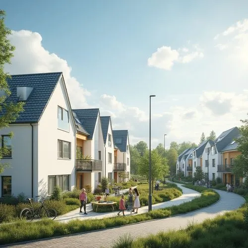 new housing development,cohousing,townhomes,redrow,liveability,housing estate,netherwood,townhouses,leaseholds,winkworth,europan,residentie,modwen,suburbanization,maisonettes,suburbanized,housebuilding,sindelfingen,kidbrooke,3d rendering,Photography,General,Realistic