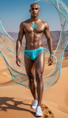 african american male,bodybuilder,admer dune,male model,athletic body,desert background,fitness model,milk chocolate,body building,beach sports,beach toy,rope daddy,3d fantasy,sheik,bodybuilding,sports gear,judaean desert,skipping rope,african man,physical fitness,Conceptual Art,Sci-Fi,Sci-Fi 24