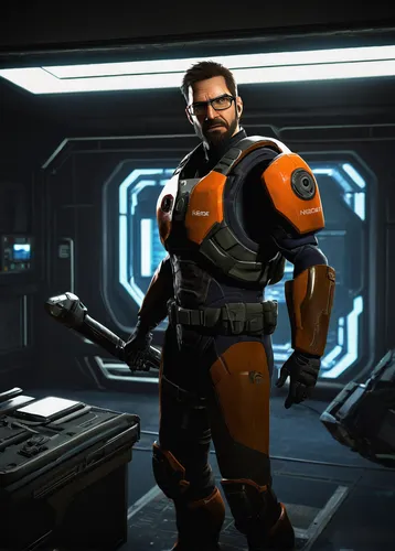 shepard,mercenary,infiltrator,enforcer,combat medic,male character,gunsmith,admiral von tromp,nova,thane,half life,engineer,aquanaut,orange,high-visibility clothing,merc,vendor,sci - fi,sci-fi,mesa,Art,Classical Oil Painting,Classical Oil Painting 31