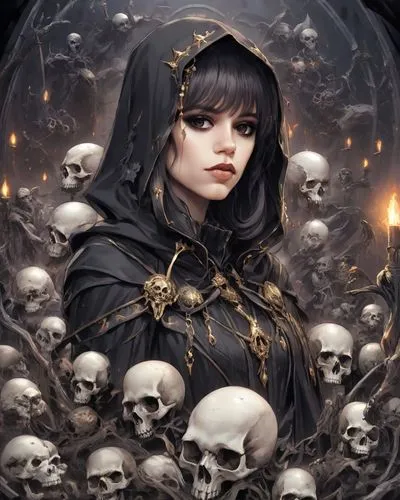 gothic portrait,gothic woman,mourners,sorceresses,vanitas,abaddon,Digital Art,Anime