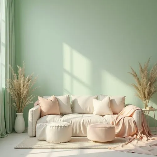 soft furniture,daybed,pastel colors,pastel wallpaper,daybeds,lomandra,settees,sage green,furnishing,pastels,fromental,opaline,mahdavi,light green,sofa cushions,linen,defence,sofa,decors,sofa set,Photography,General,Realistic