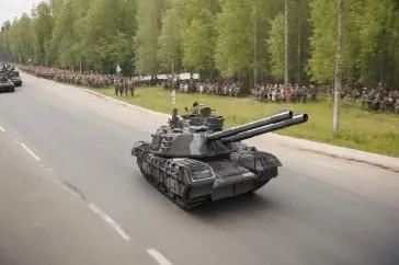 Tank moving on parade, Russian town, sunny day,armata,russian tank,victory day,shilka,stridsvagn,kubinka,zapad,tanque,strv,uralvagonzavod,tankettes,artillerymen,gasanov,sulinowo,turchynov,ukraina,gubk