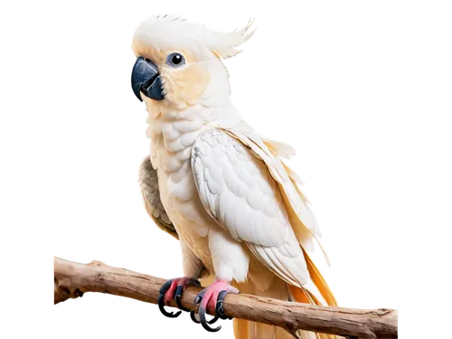 Cockatoo bird, white feathers, crest raised, colorful beak, big round eyes, perched, wings spread, morning light, soft focus, shallow depth of field, warm color tone, 3/4 composition, facial close-up,