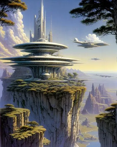 futuristic landscape,arcology,tirith,ringworld,rivendell,sedensky,deltha,skyterra,gondolin,futuristic architecture,citadels,yavin,cardassia,skylstad,silmarillion,homeworlds,homeworld,skylands,mcquarri