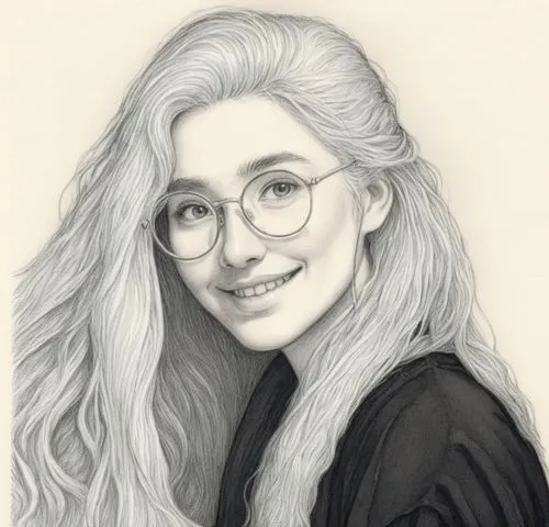 a drawing of a woman with glasses on,silphie,jenji,kotova,with glasses,digital drawing,artist portrait,Illustration,Black and White,Black and White 13