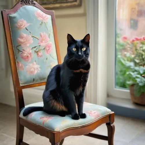 regal,figaro,hrh,floral chair,mademoiselle,jiji the cat,sibella,sitting on a chair,elegante,penelope,to sit,bagheera,mehitabel,bulgakov,pushkin,salem,chairwoman,in seated position,cat portrait,marchioness,Photography,General,Realistic