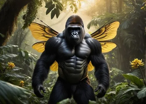 gorilla,tarzan,silverback,ape,king kong,monkey banana,primate,orangutan,gorilla soldier,kong,the law of the jungle,orang utan,bonobo,great apes,kryptarum-the bumble bee,terrestrial animal,king of the jungle,endangered specie,anthropomorphized animals,wolverine,Photography,Black and white photography,Black and White Photography 03