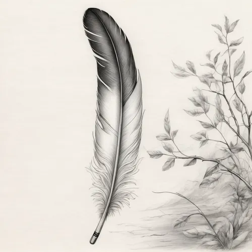 Sketch a feather as a symbol of hope, blending it into a peaceful nature scene.,feather pen,white feather,hawk feather,black feather,feather jewelry,feather,chicken feather,bird feather,pigeon feather