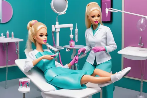 Barbie dentist decorating the dental clinic,dental assistant,beauty salon,dental hygienist,dentist,dermatologist,dentistry,cosmetic dentistry,hairdresser,dental,orthodontics,beauty treatment,medical p