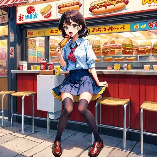 fastfood,carhop,megumi,haruhi,waitress,retro diner,akihabara,mcada,fast food,kawaii foods,wendys,burger king,subway,borger,suzumiya,komeda,tsukiko,mcdonald,tsugumi,kumiko,Anime,Anime,Realistic