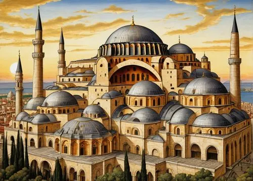 hagia sofia,sultan ahmed mosque,hagia sophia mosque,constantinople,blue mosque,islamic architectural,sultan ahmet mosque,grand mosque,ayasofya,big mosque,byzantine,mosques,caliphs,muezzin,muezzins,umayyad,city mosque,ottoman,ottomans,karakas,Art,Classical Oil Painting,Classical Oil Painting 28