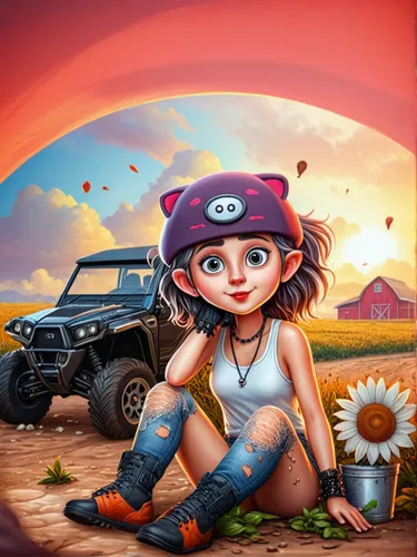 girl and car,countrygirl,world digital painting,kids illustration,farm girl,girl with a wheel,game illustration,jeep,android game,children's background,jeep wagoneer,car repair,caterpillar gypsy,jeep 