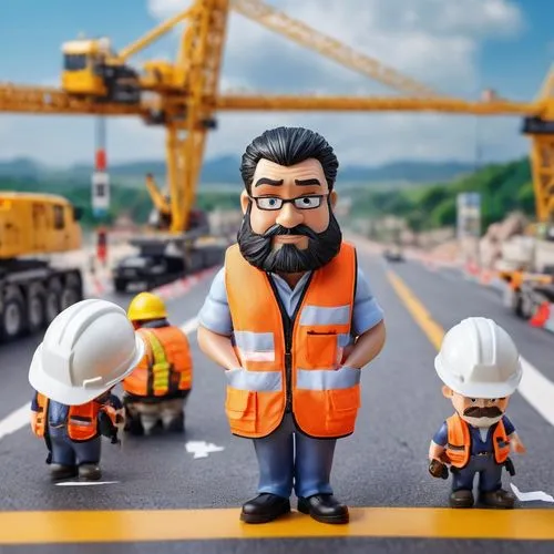 roadworker,construction toys,roadbuilding,roadworkers,model train figure,marshalling yard,Unique,3D,Panoramic