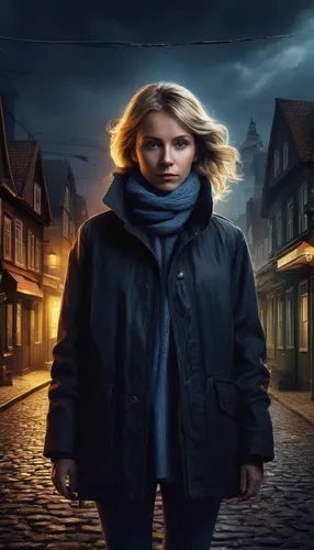 digital compositing,photoshop manipulation,female doctor,scared woman,photo manipulation,sci fiction illustration,image manipulation,portrait background,the girl at the station,scary woman,overcoat,liselund,blonde woman,investigator,winterblueher,photoshop school,aurora-falter,television character,girl in a historic way,world digital painting,Conceptual Art,Daily,Daily 07