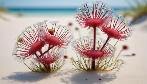 Compose a poem capturing the fragility and strength of Drosera rotundifolia in a vast desert.,coneflowers,flowers png,sea anemones,chestnut flowers,pink moccasin flower,tropical flowers,pink anemone,r