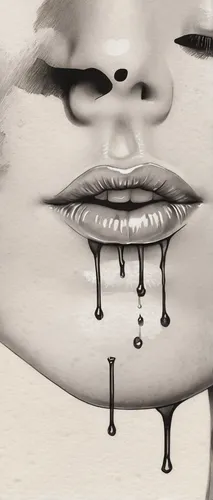 drips,body piercing,image manipulation,water dripping,teardrops,mouth,olfaction,droplet,dripping,mouth organ,water drip,lips,girl upside down,woman's face,woman face,eyelash extensions,digital artwork,teardrop,nostril,lashes,Illustration,Black and White,Black and White 34