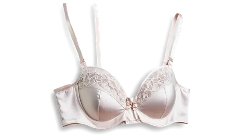 Lingerie, bra, solo, white, lace, satin, push-up, balconette, demi-cup, front closure, adjustable straps, delicate details, soft focus, warm lighting, 3/4 composition, shallow depth of field, pastel c