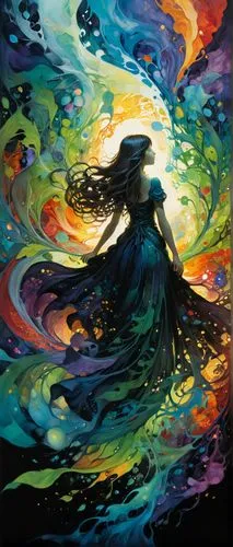 In a world of swirling, ethereal galaxies, a human is showcased in this masterful blend of color. Inspiration swirls and ethereal light, transforming the hues into a symphony of colors. The artist's b