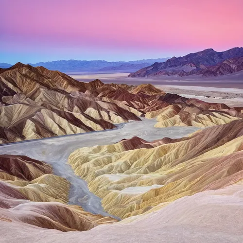 Death Valley National Park: Sunset over Zabriskie Point.,death valley,badwater basin,death valley np,dry lake,salt desert,the atacama desert,desert desert landscape,mojave desert,flaming mountains,des