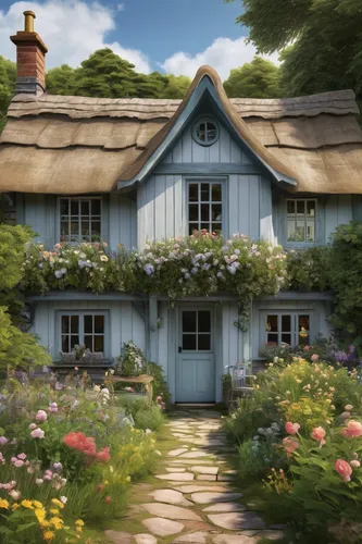 Create a romantic story set in a quaint cottage featuring Teri McMinn as one of the lead roles.,cottage garden,country cottage,summer cottage,dandelion hall,thatched cottage,cottage,country house,litt