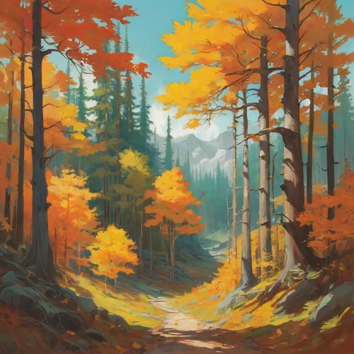 fall landscape,autumn forest,autumn landscape,autumn mountains,forest landscape,autumn background,autumn trees,autumn scenery,coniferous forest,forest background,autumn theme,autumn light,trees in the fall,forest road,autumn idyll,autumn frame,fall foliage,forests,golden autumn,mixed forest,Illustration,Paper based,Paper Based 17