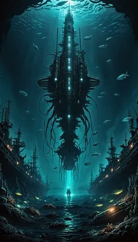 deep sea,undersea,the bottom of the sea,barotrauma,narcosis,depths,deep ocean,under sea,midwater,nauticus,atlantis,bottom of the sea,deepsea,underwater background,nautilus,under the sea,deep sea diving,bioshock,deep sea nautilus,under the water,Conceptual Art,Fantasy,Fantasy 33