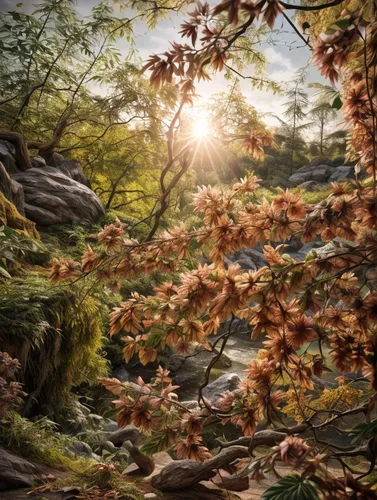 autumn forest,autumn background,autumn landscape,forest landscape,fall landscape,deciduous forest,autumn light,autumn scenery,landscape background,forest background,autumn idyll,autumn sun,forest floor,sunlight through leafs,nature landscape,foliage coloring,fantasy landscape,brook landscape,robert duncanson,autumn frame