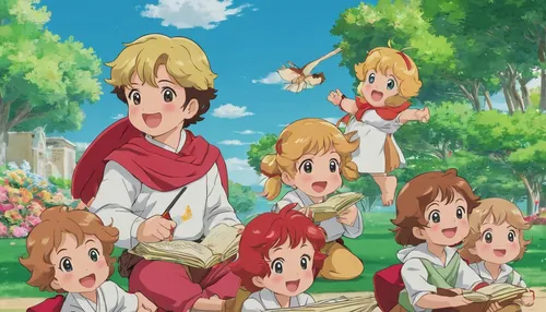 acerola family,happy children playing in the forest,kawaii children,school children,kindergarten,darjeeling,fairies,parents with children,lion children,studio ghibli,little angels,children's background,picnic,family picnic,parents and children,blessing of children,lily family,the dawn family,picnic basket,daisy family,Illustration,Japanese style,Japanese Style 01