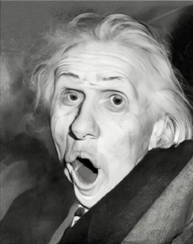 a black and white po of an old man making goofy faces,einstein,khatchaturian,hartnell,grieg,marceau,kinski