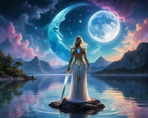 fantasy picture,moon and star background,blue moon rose,moonchild,moonbeams,blue moon,moonbeam,dreamtime,moonlight,moonlit,moonlit night,fantasy art,celestial body,selene,moonlighted,moon phase,moonshadow,violinist violinist of the moon,inanna,dreamscapes,Illustration,Realistic Fantasy,Realistic Fantasy 20