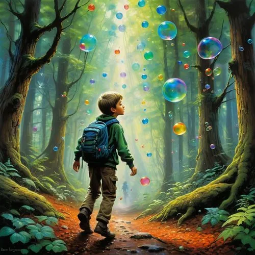 children's background,fantasy picture,terabithia,world digital painting,magical adventure,soap bubbles,Illustration,Realistic Fantasy,Realistic Fantasy 32