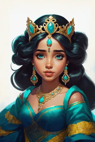 jasmine,radha,sultana,oriental princess,jasmine blossom,arabian,jasmine blue,cleopatra,jaya,persian,merida,lakshmi,princess crown,arab,queen crown,jasmine flower,world digital painting,princess' earri